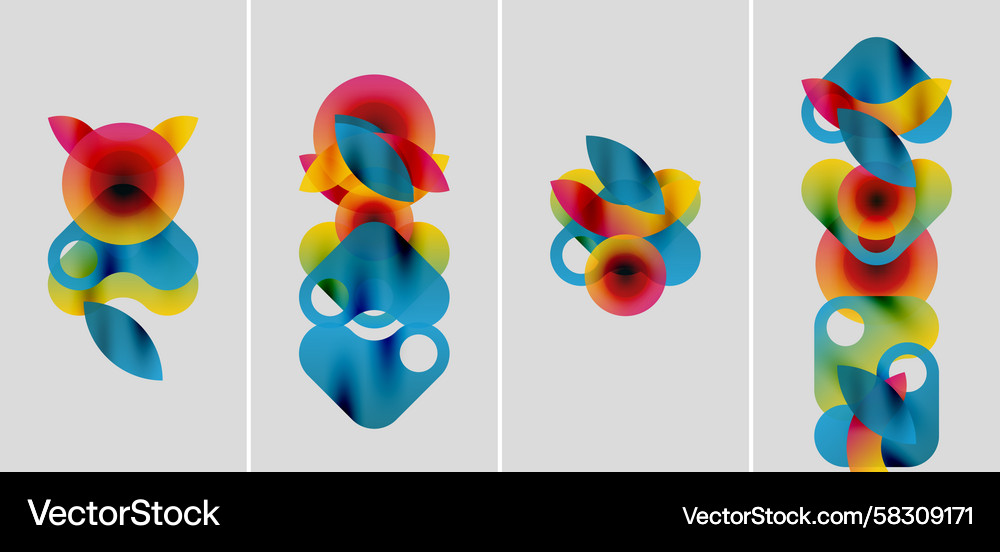 Abstract colorful shapes overlap creating dynamic Abstract colorful shapes overlap creating dynamic Vector Image