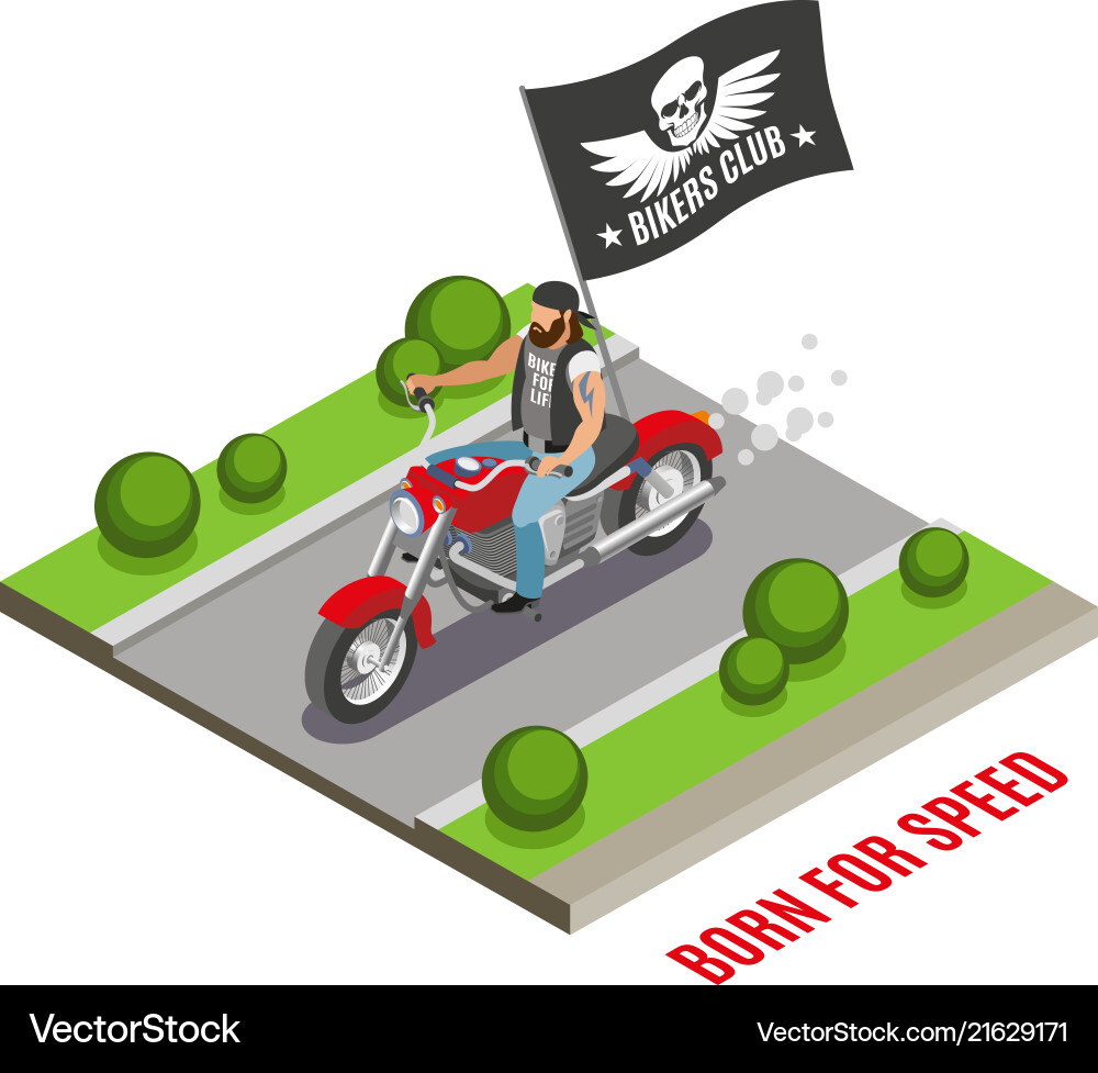 Biker isometric composition Biker isometric composition vector image