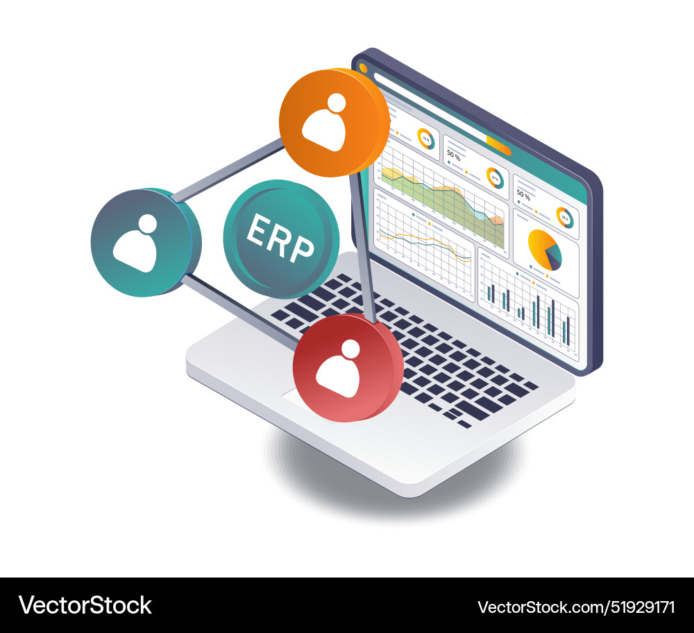Business data analysis in erp system networks Vector Image