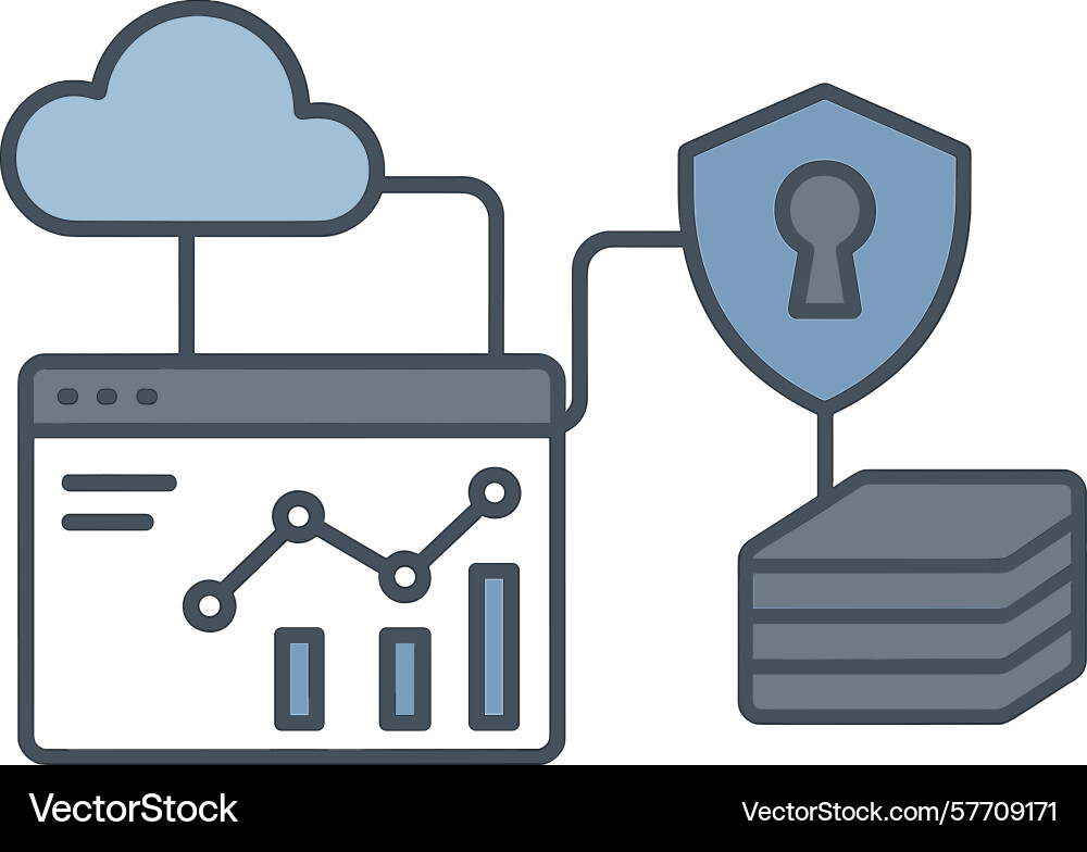 Cloud computing cybersecurity with data analytics Cloud computing cybersecurity with data analytics vector image
