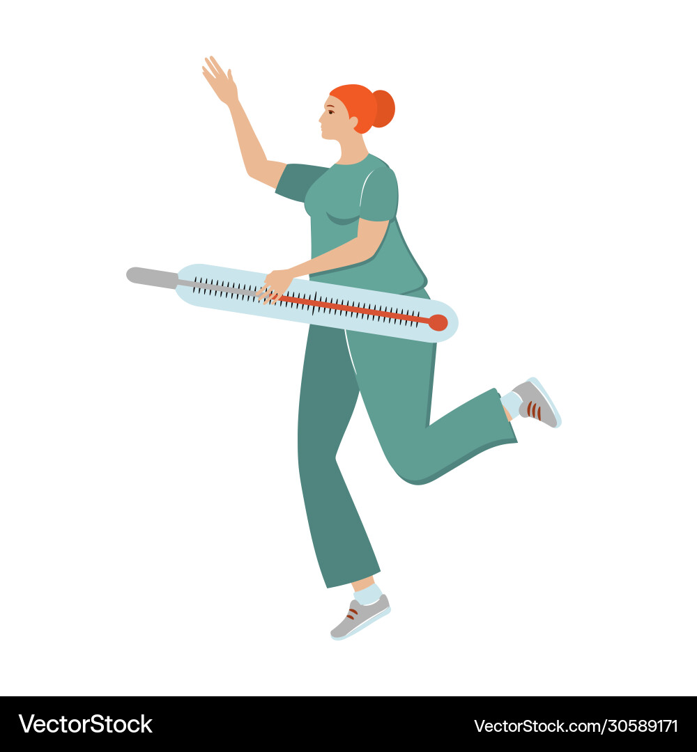 Doctor and thermometer coronavirus medicine flat v Doctor and thermometer coronavirus medicine flat v vector image