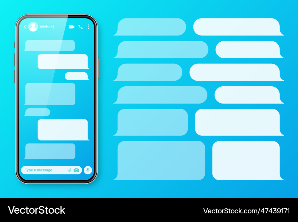 Realistic smartphone with messaging app Realistic smartphone with messaging app vector image