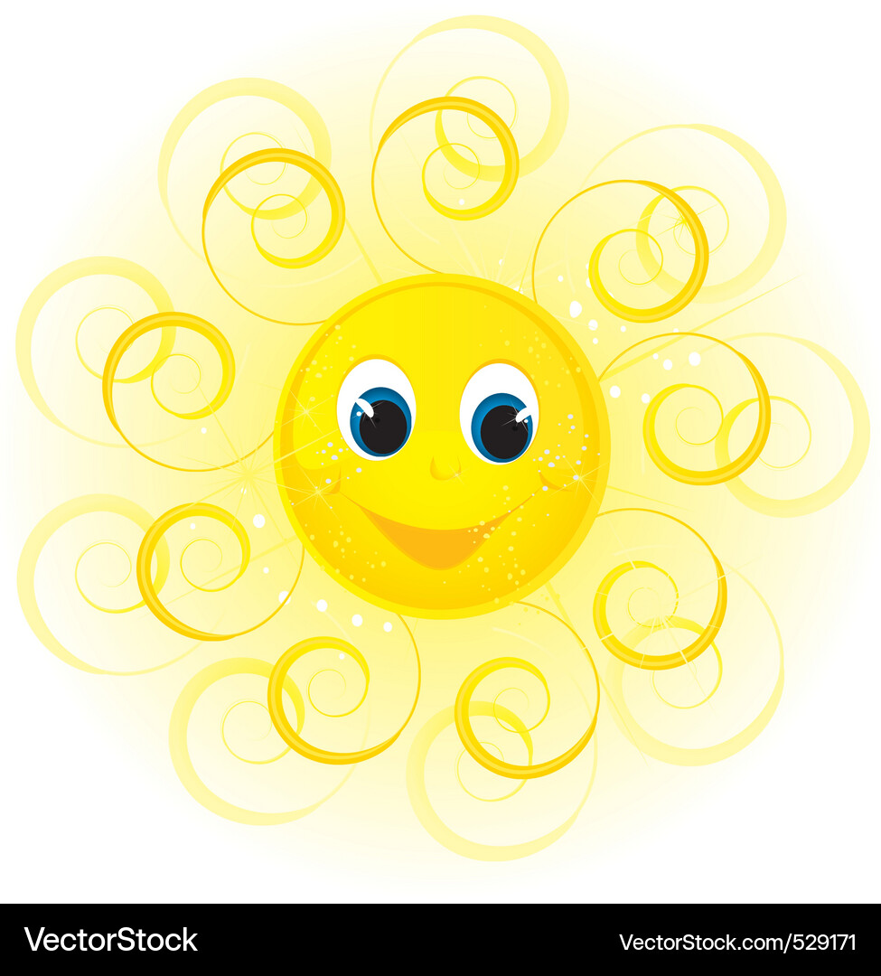 Smiling Sun Face Vector Image