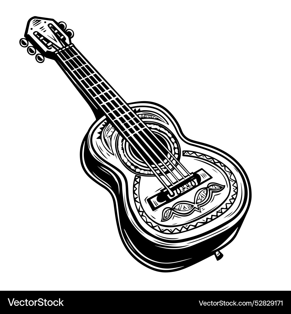 Stylized classical guitar retro Royalty Free Vector Image