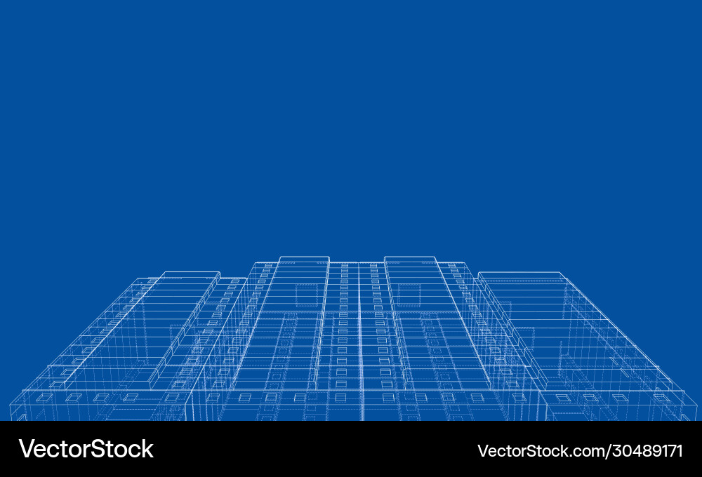 Wire-frame model a multi-storey building Wire-frame model a multi-storey building Vector Image