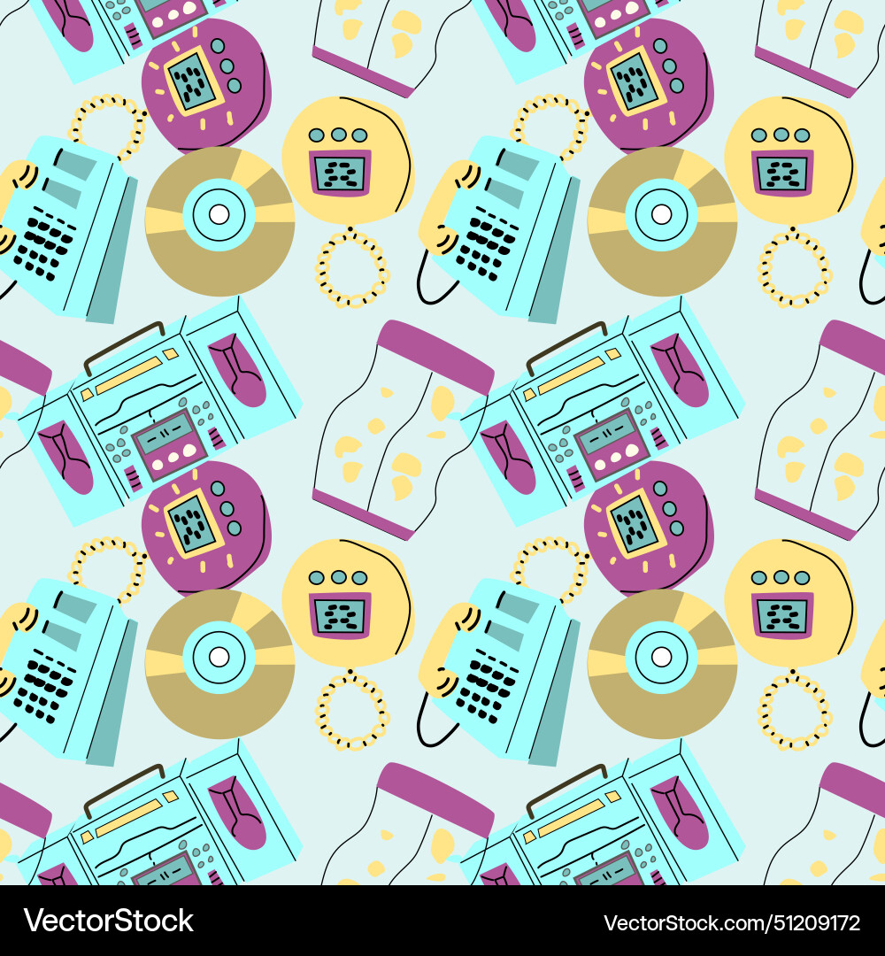 90s retro elements seamless pattern style 90s retro elements seamless pattern style vector image