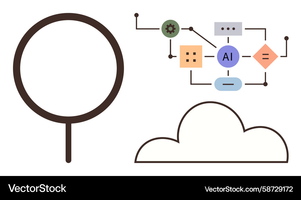Ai technology analysis process with cloud Vector Image