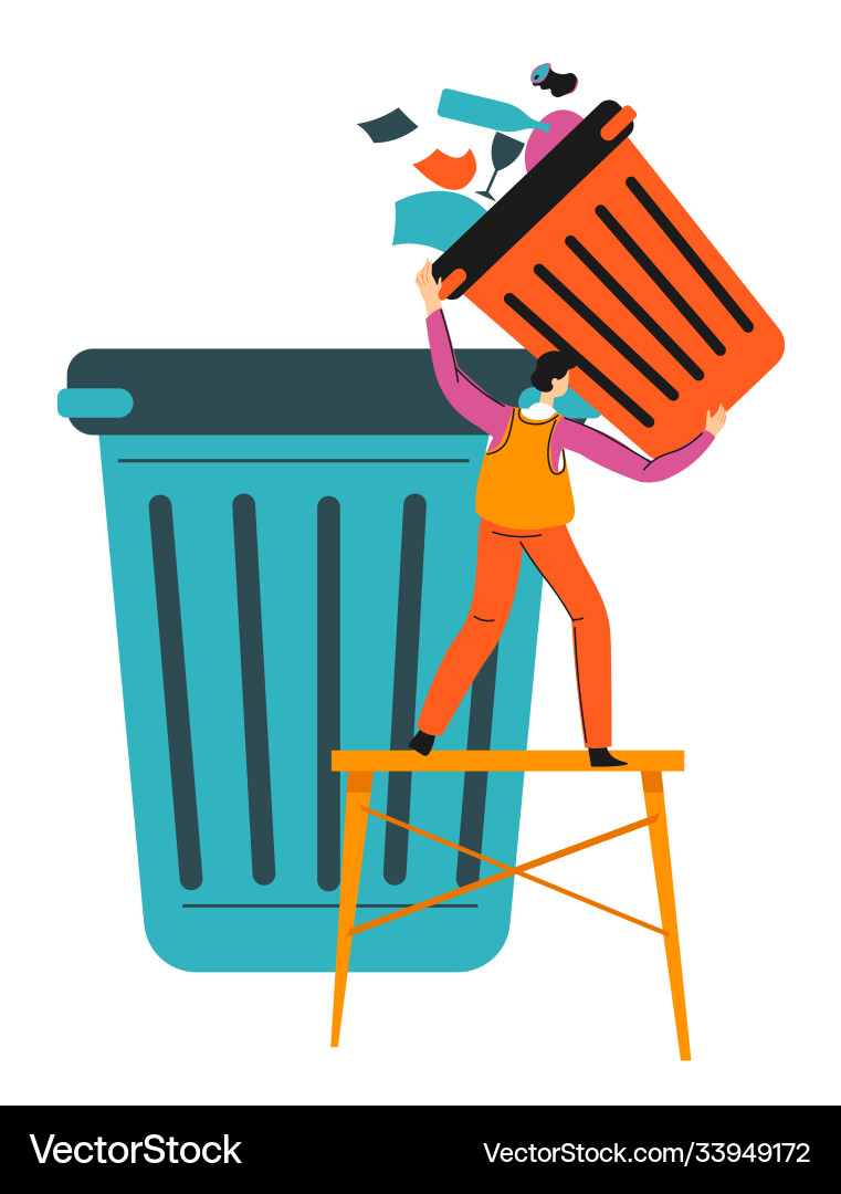 Collecting and sorting garbage recycling paper vector image