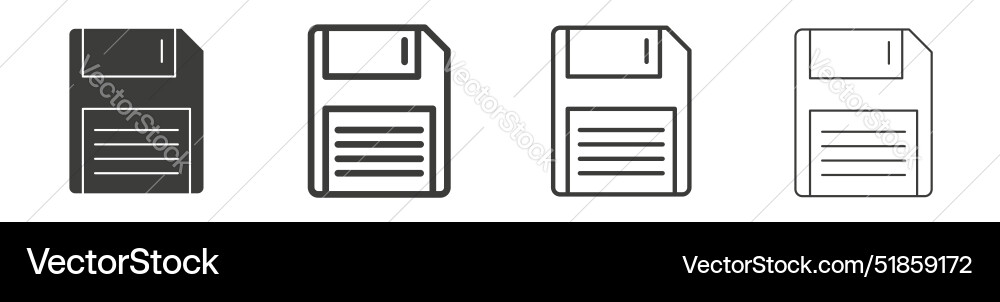 Floppy disk line icon set diskette computer Floppy disk line icon set diskette computer Vector Image