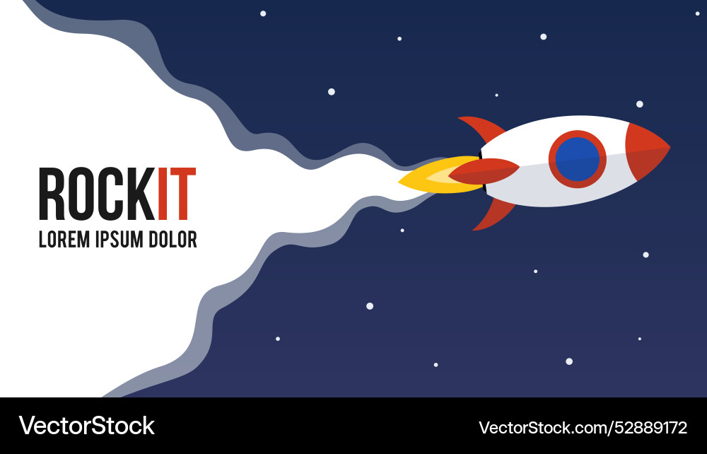 Rocket flying in space header template for websit vector image
