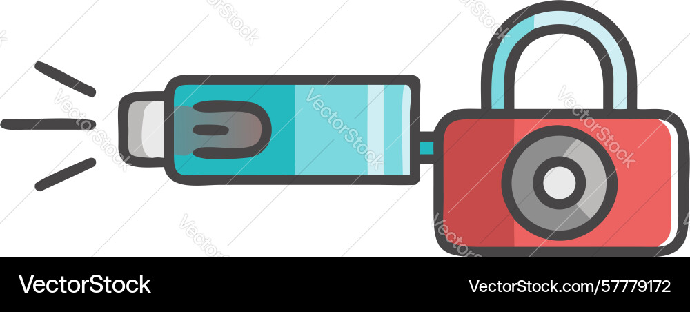 Secure illumination flashlight with padlock Vector Image