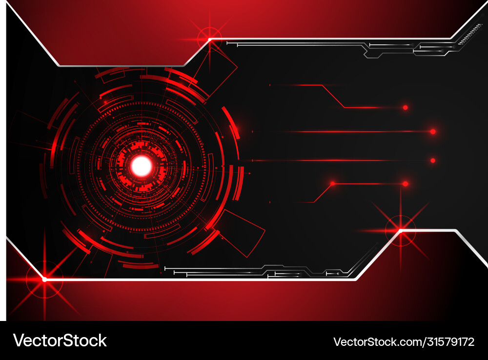 Tech Circuit Background - Red & Black vector image