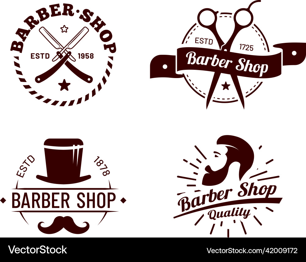 Vintage barber badges set for fashion hairstyle Vintage barber badges set for fashion hairstyle Vector Image