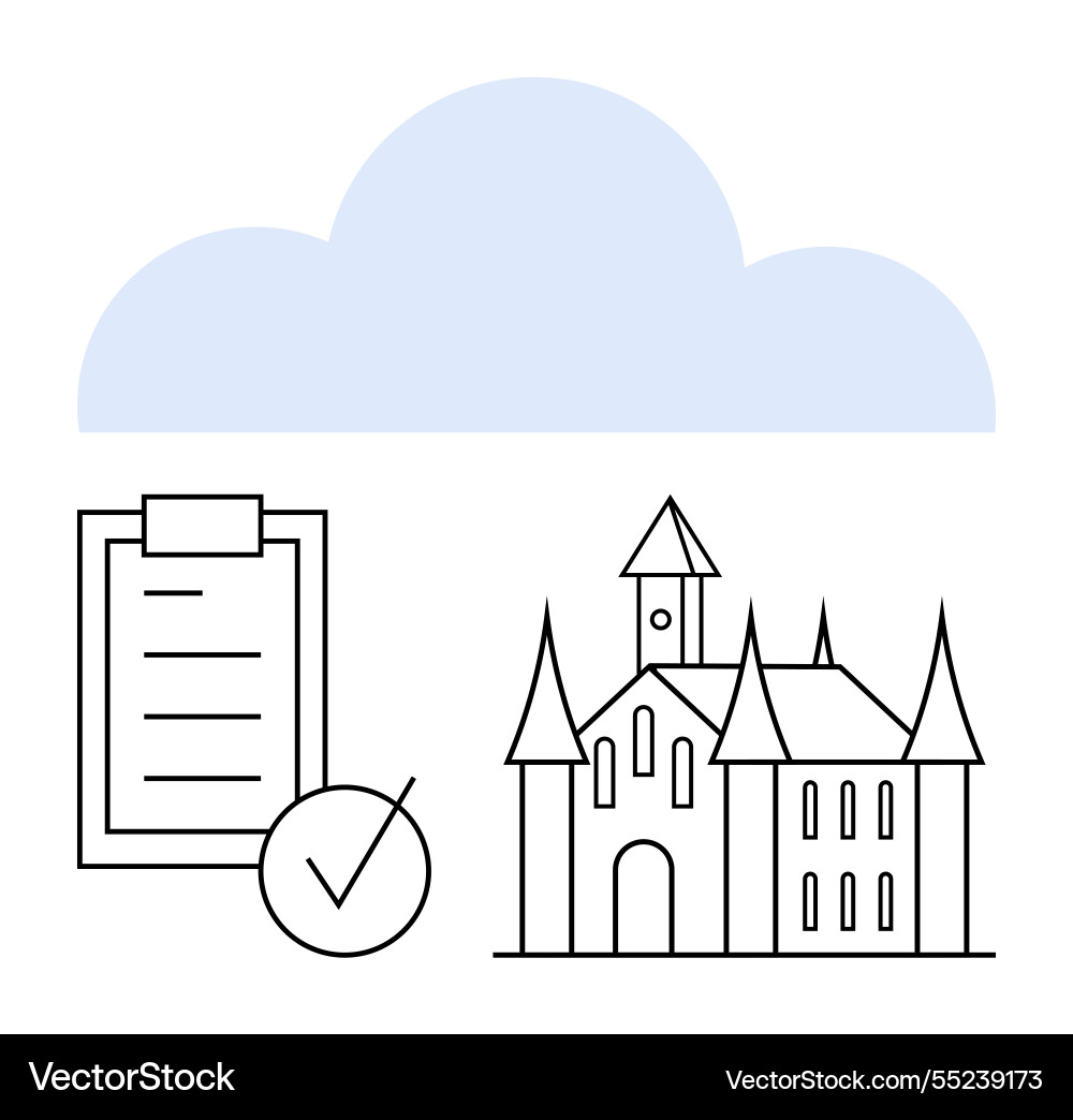 Cloud architecture with checklist and gothic Cloud architecture with checklist and gothic Vector Image
