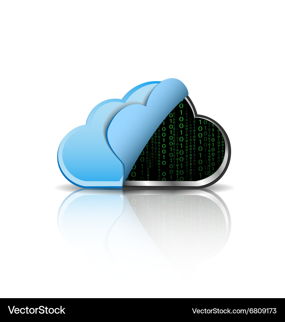 Cloud Computing-Symbol mit Binärcode Vektorbild