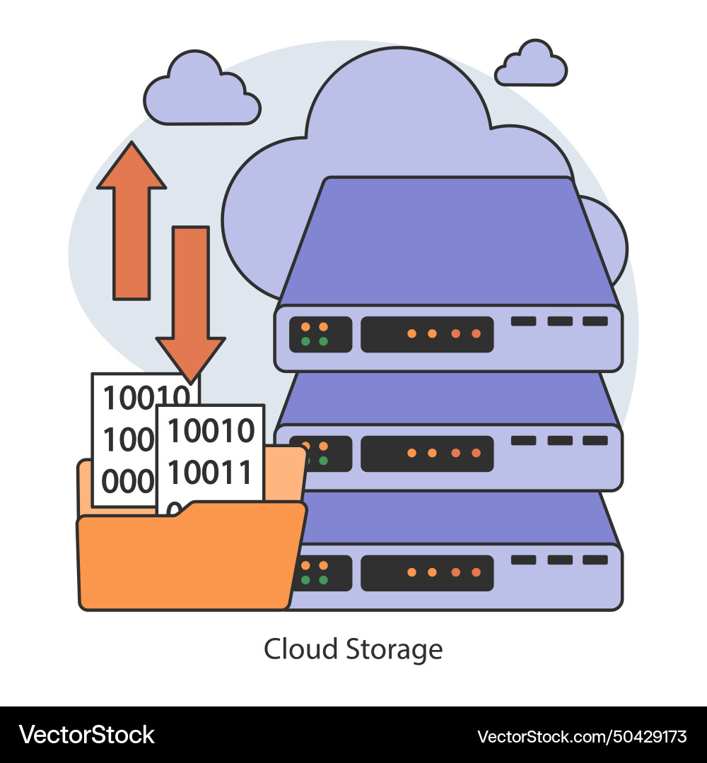 Cloud storage virtual data servers and secure Cloud storage virtual data servers and secure vector image