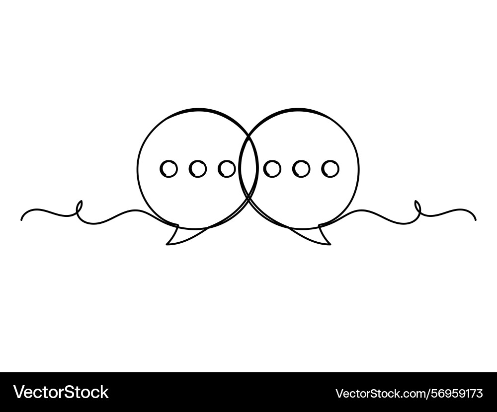 Continuous one line art shape speech bubble Continuous one line art shape speech bubble vector image