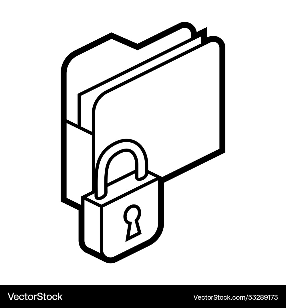 Folder lock icon in isometry image for website Vector Image