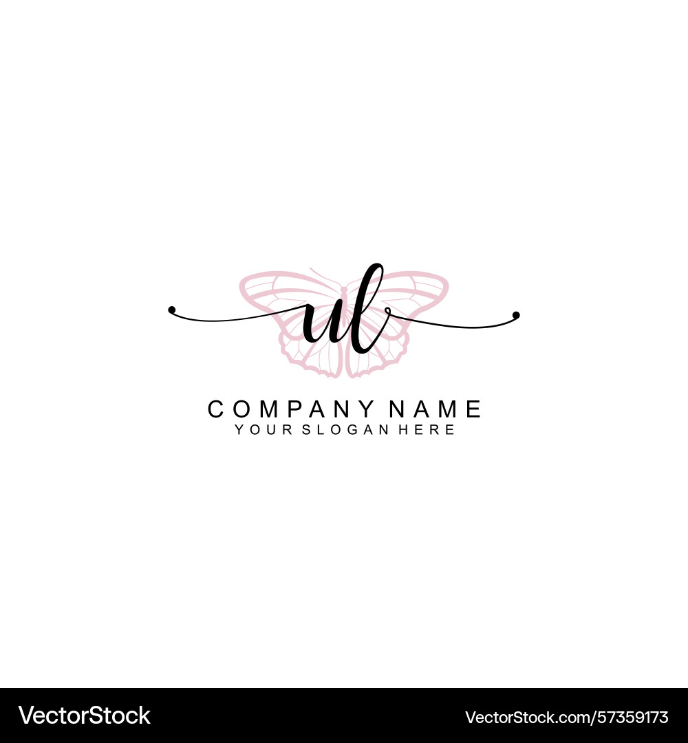 Minimalist handwritten ul initial logos with soft Minimalist handwritten ul initial logos with soft Vector Image