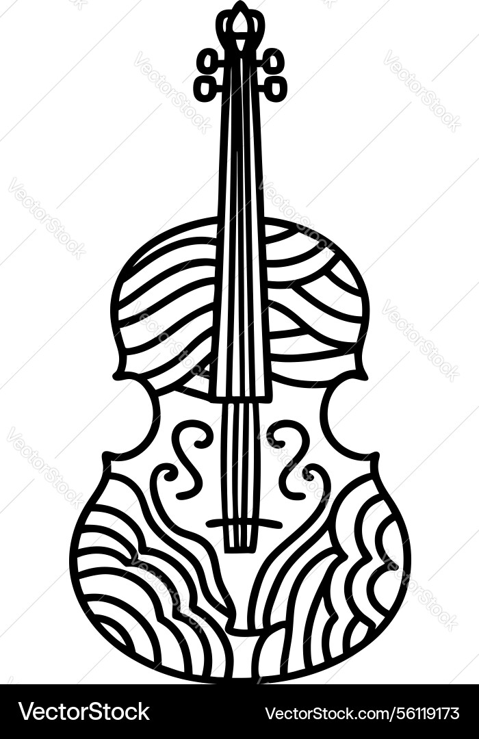 Outline art of violin with intricate patterns Outline art of violin with intricate patterns vector image