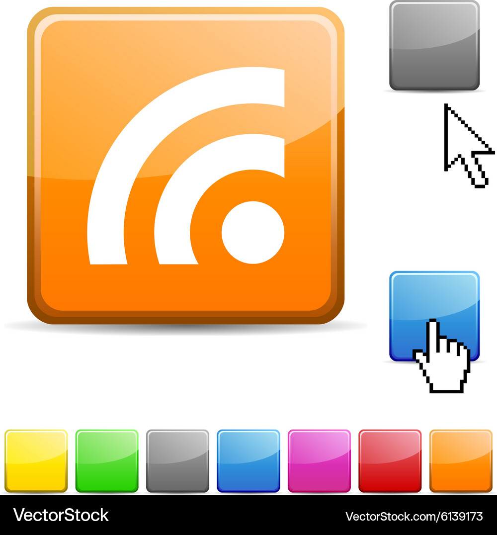 Rss glossy button Vector Image