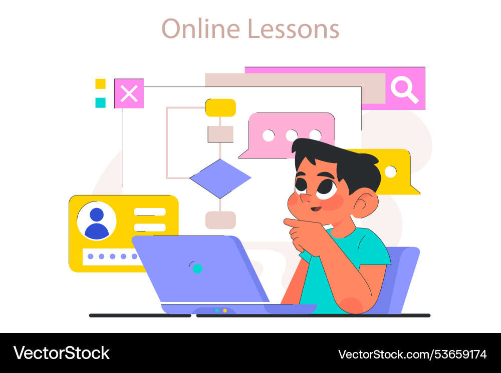Child do programming online computer science web Child do programming online computer science web vector image