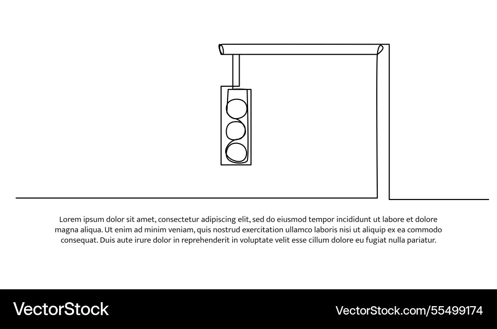 Continuous one line design of traffic light vector image