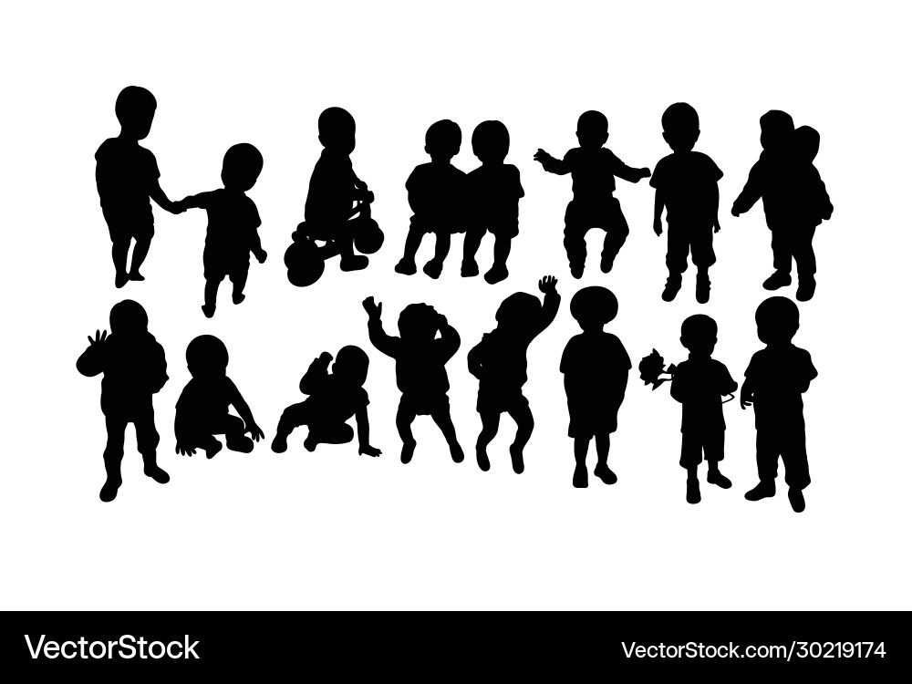Happy kid activity silhouettes vector image