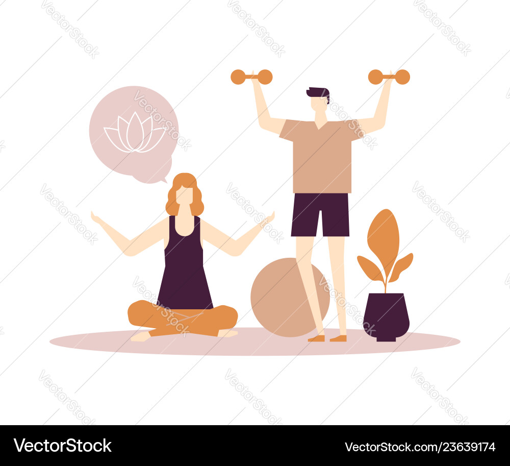Home Fitness Couple Workout Vector Image