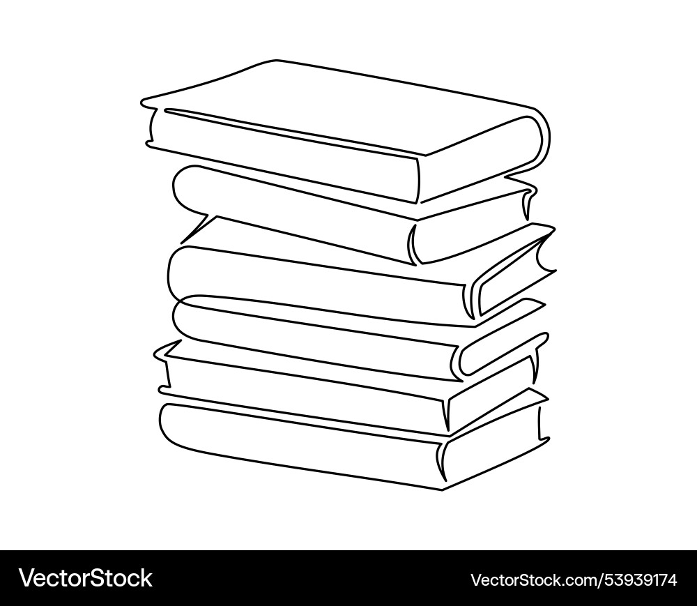 One continuous line drawing of stack books One continuous line drawing of stack books vector image