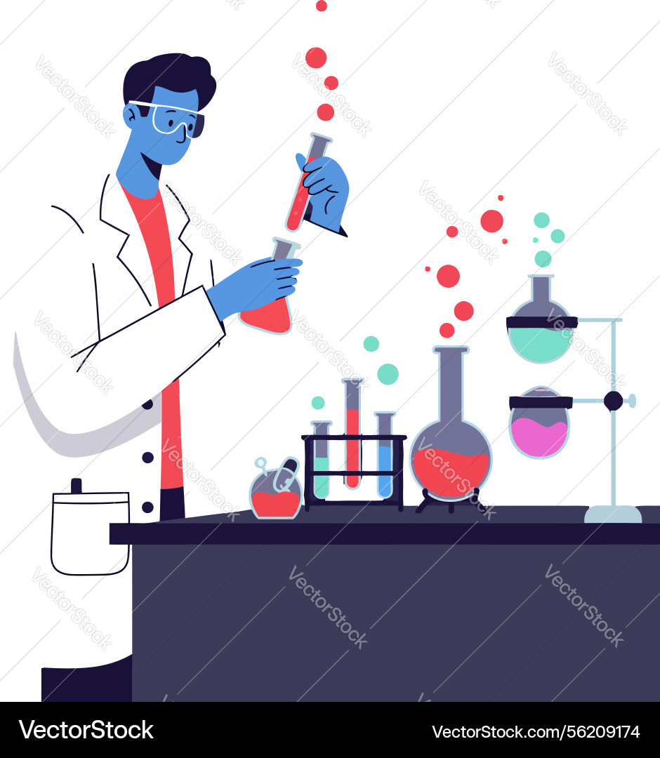 Scientist conducting experiments with colorful Scientist conducting experiments with colorful vector image