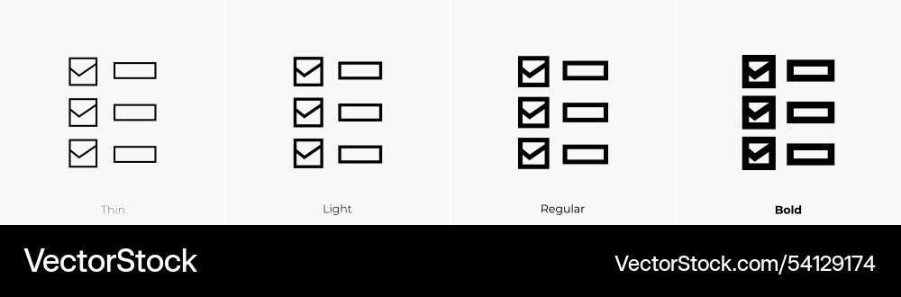 Tasks icon thin light regular and bold style Tasks icon thin light regular and bold style vector image