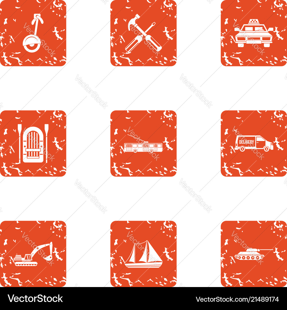 Technical component icons set grunge style Vector Image