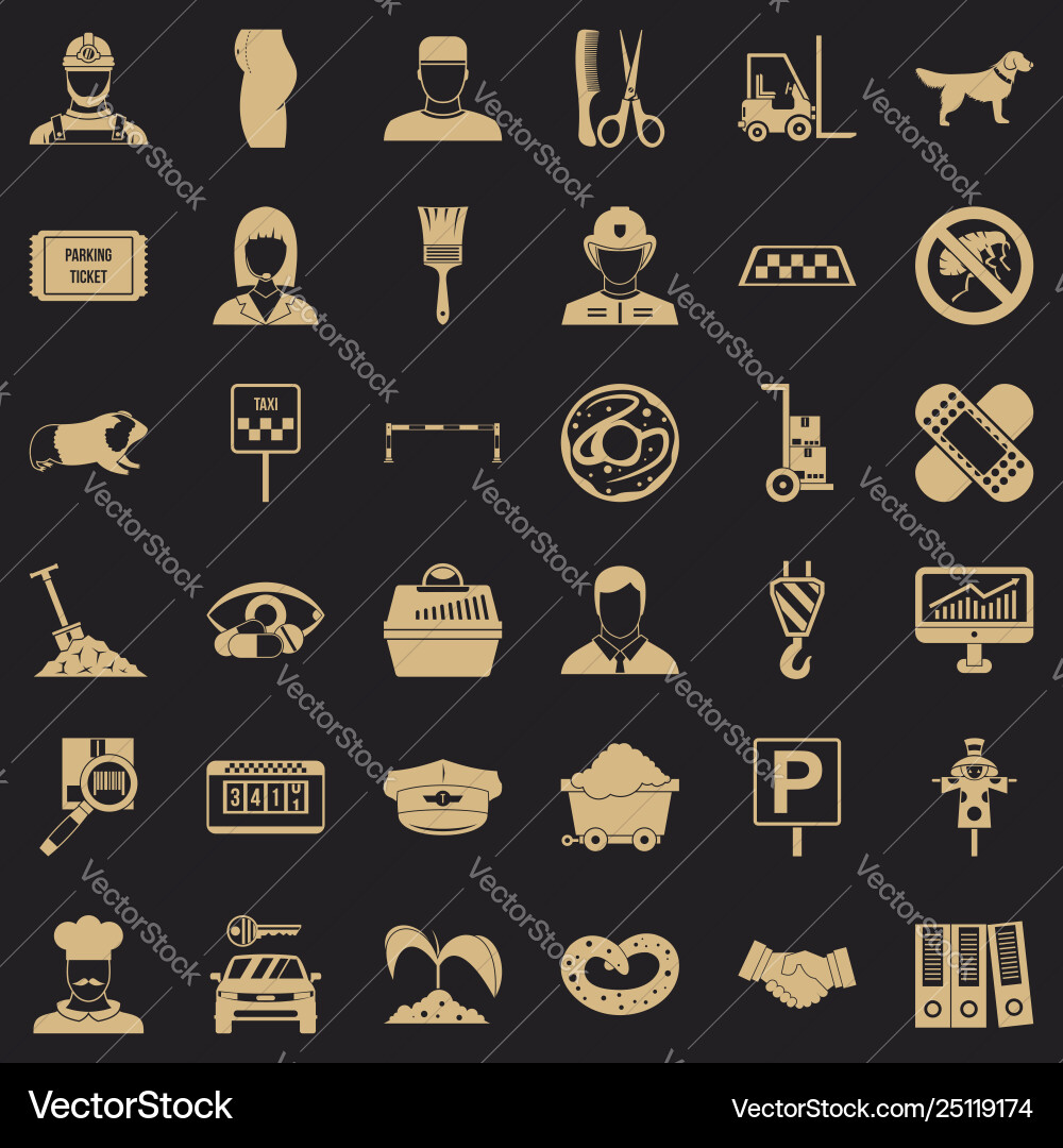 Worker icons set simle style Vector Image