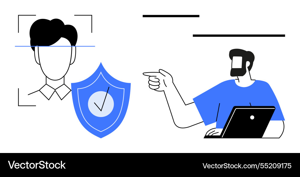 Biometric authentication and data security vector image
