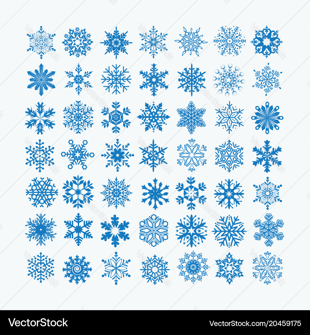Blue Snowflake Collection Vector Image