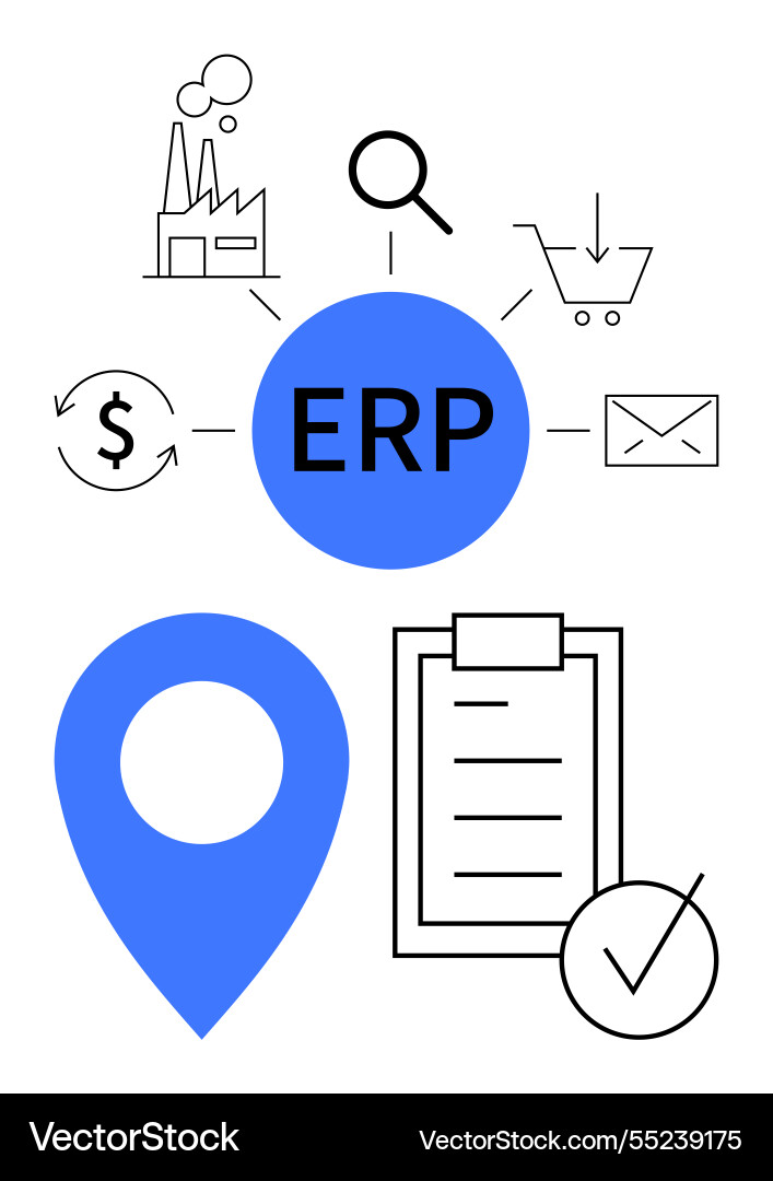 Centralized erp system with management icons Vector Image