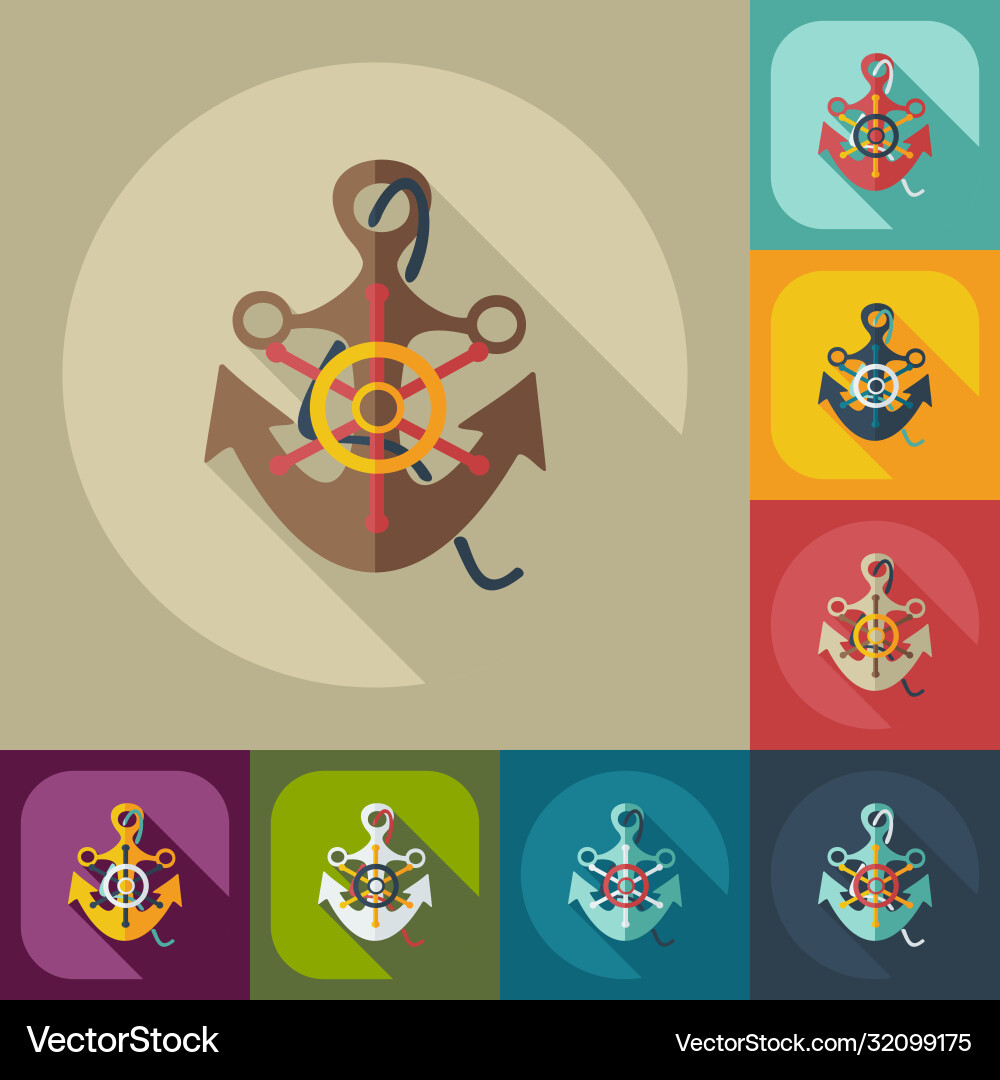 Flat concept set modern design with shadow sailing Flat concept set modern design with shadow sailing Vector Image