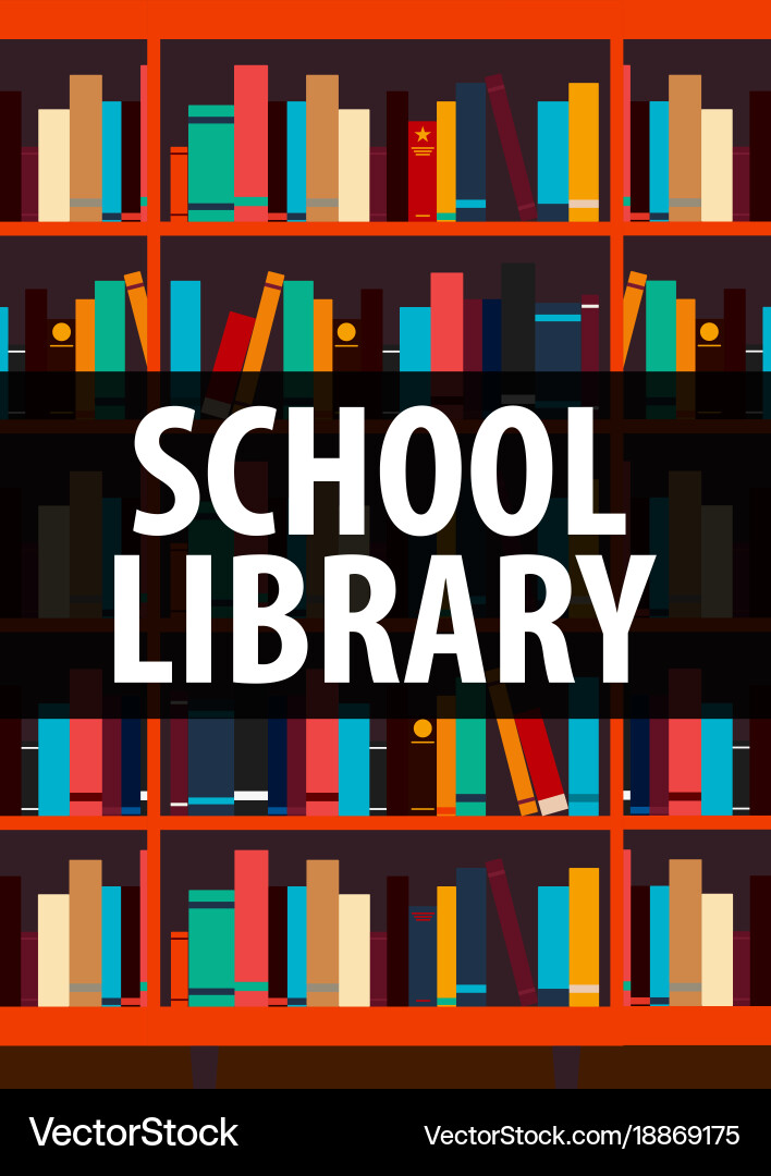 Poster school library book shelf or bookcase Vector Image