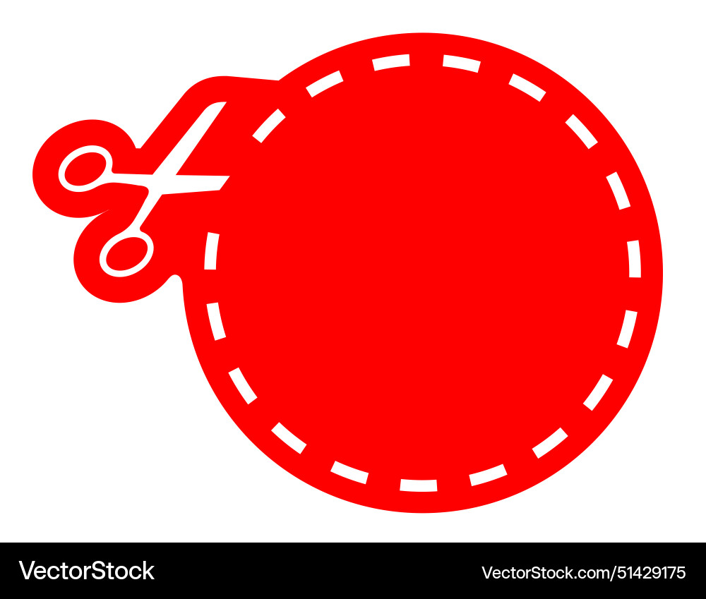 Scissors cutting through dashed line circle Scissors cutting through dashed line circle vector image
