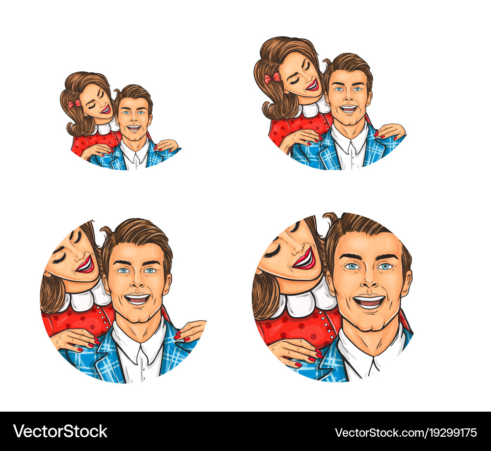 Set of pop art round avatar icons for users vector image