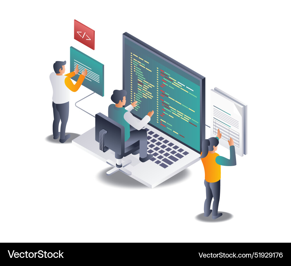 Business development programmer team Business development programmer team Vector Image