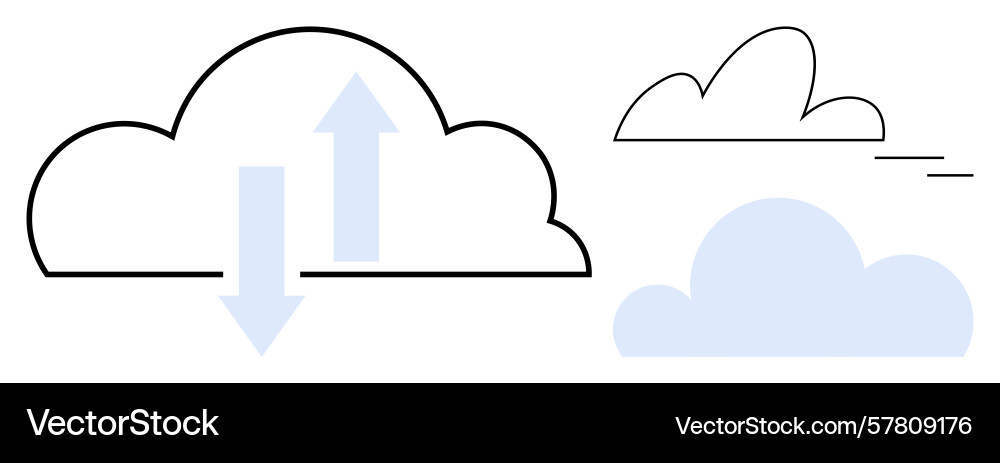 Cloud computing concept with data arrows Cloud computing concept with data arrows Vector Image