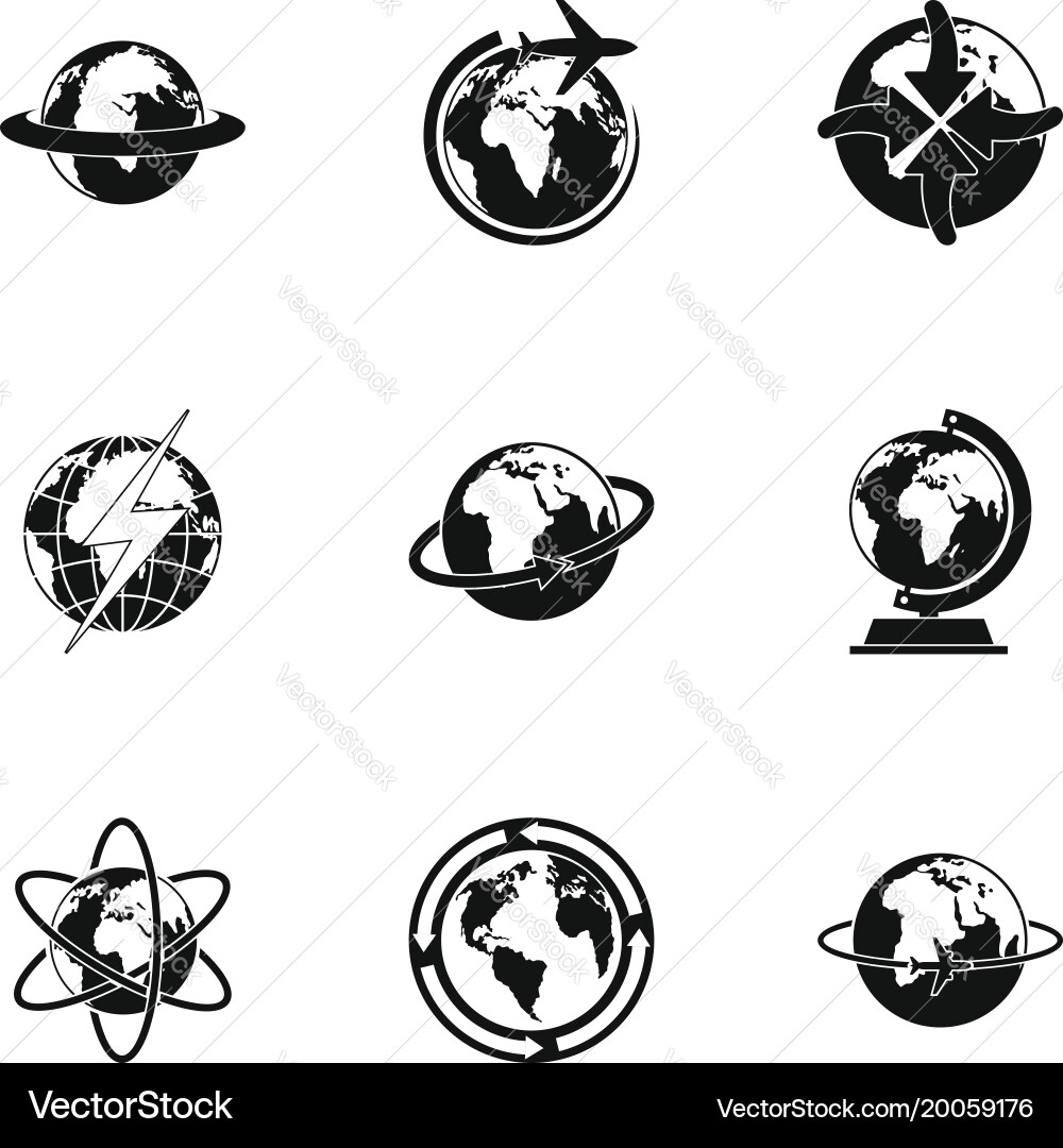 Cosmic icons set simple style Vector Image