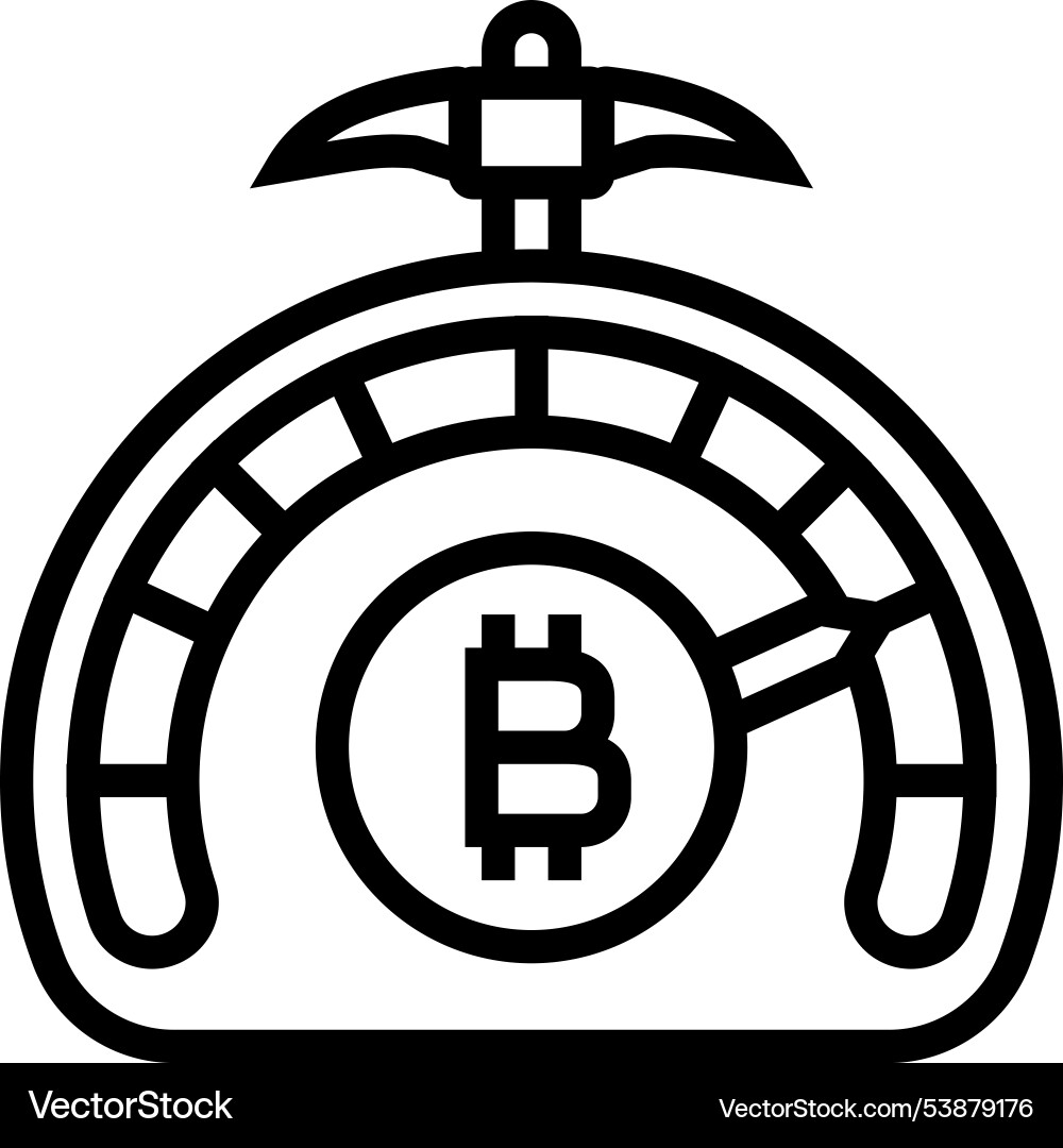 Difficulty cryptocurrency mining line icon vector image