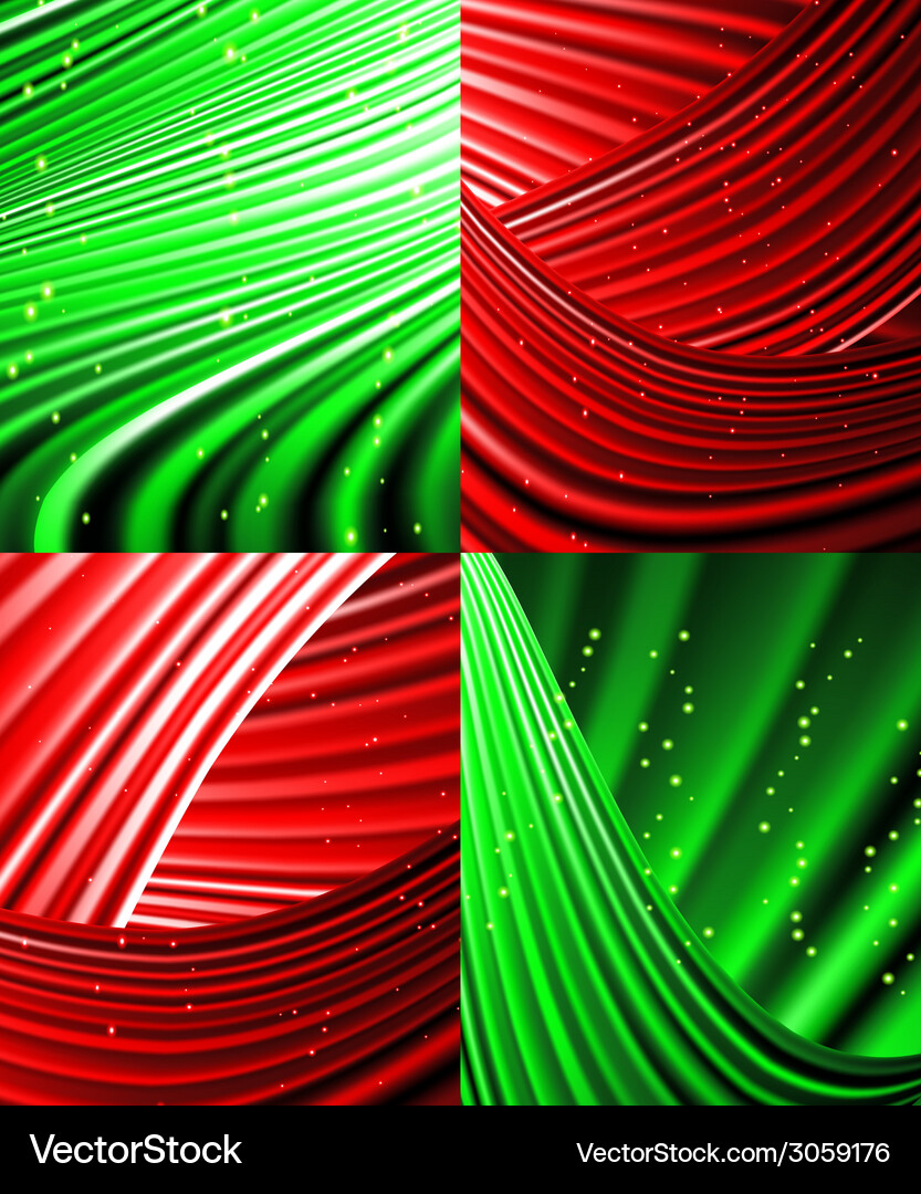 Set of abstract luminous rays background Vector Image
