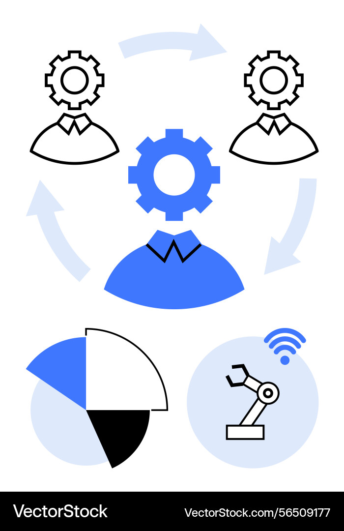 Collaborative workflow with automation data vector image