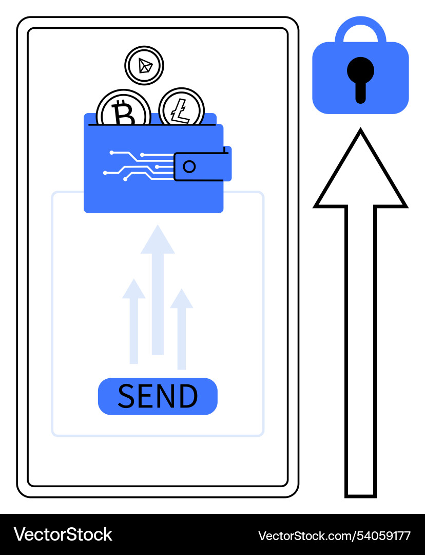 Digital wallet security and secure cryptocurrency Vector Image