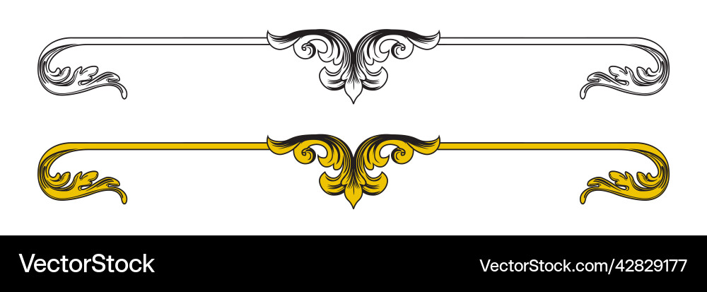 Element baroque engraved floral scroll retro Vector Image