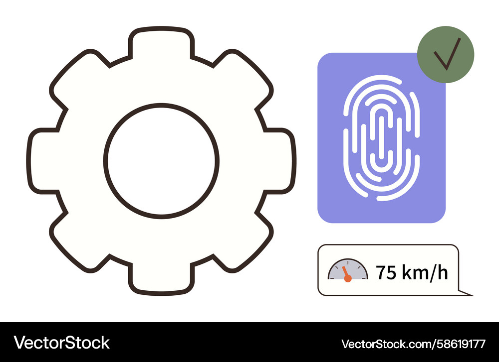 Gear fingerprint authentication speed indicator Gear fingerprint authentication speed indicator Vector Image